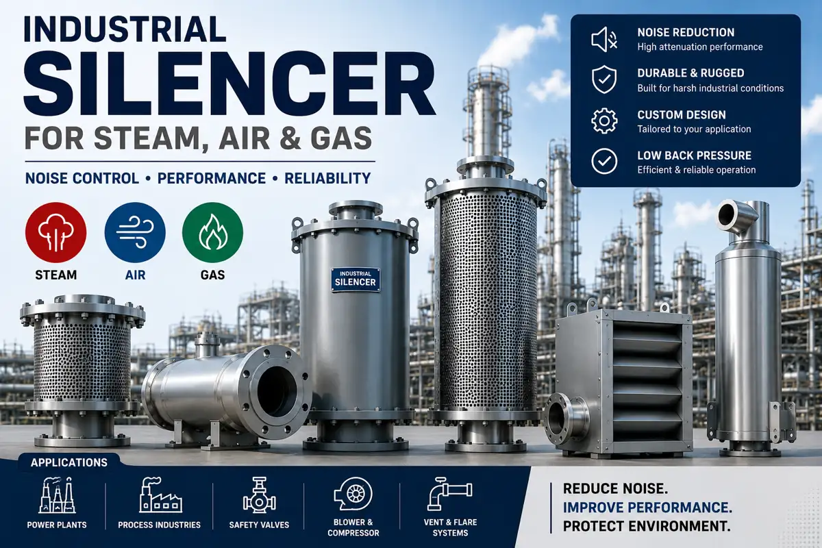 industrial silencer for steam, air and gas